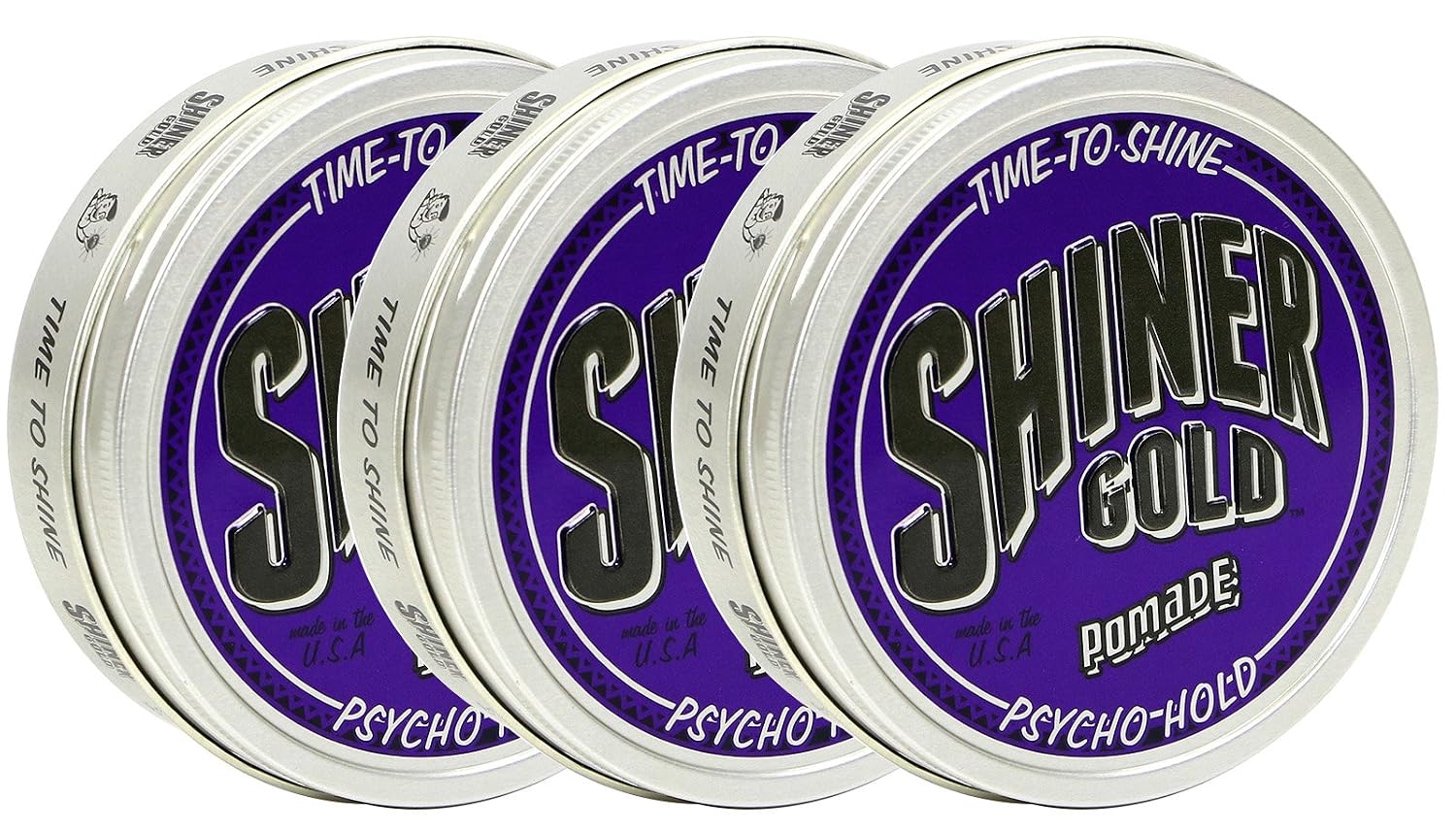 Three cans of Shiner Gold Pomade Psycho Hold, 3-pack